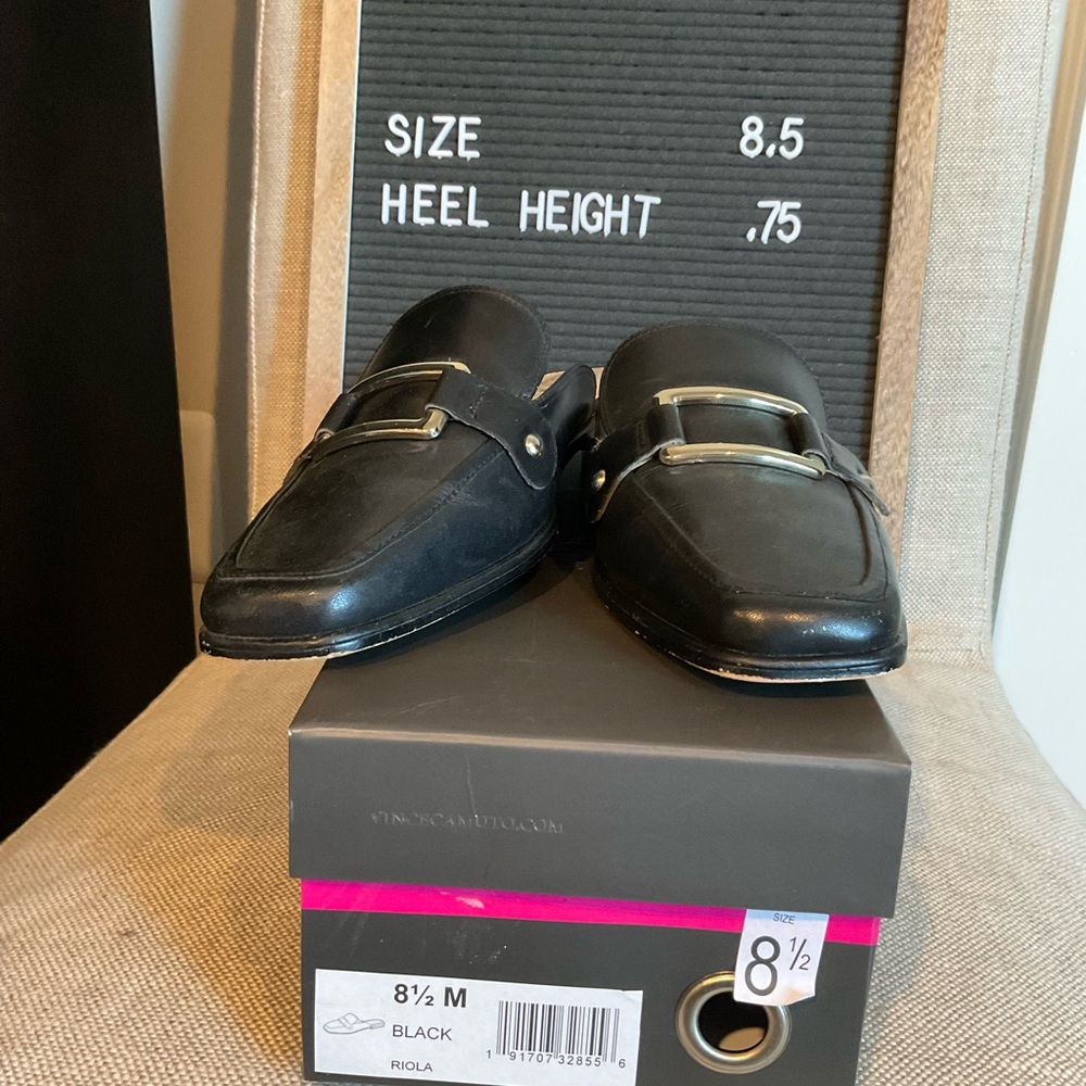 Black loafer mules